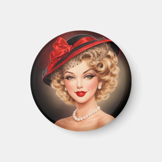  Vintage Glam Pin-Up Lady Magnet (Voorkant)