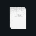 Vintage Glam Silver Confetti Wedding Collectie Advieskaart<br><div class="desc">Voeg een glaasje toe aan je bruiloft met deze zilveren confetti-advieskaarten. Het eenvoudige maar stijlvolle ontwerp zal uw gasten toestaan om een nota van raad voor u te schrijven om over jaren te houden en te lezen. De formulering is gemakkelijk te personaliseren, zodat deze kaarten snel kunnen worden omgezet in...</div>