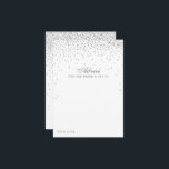 Vintage Glam Silver Confetti Wedding Collectie Advieskaart<br><div class="desc">Voeg een glaasje toe aan je bruiloft met deze zilveren confetti-advieskaarten. Het eenvoudige maar stijlvolle ontwerp zal uw gasten toestaan om een nota van raad voor u te schrijven om over jaren te houden en te lezen. De formulering is gemakkelijk te personaliseren, zodat deze kaarten snel kunnen worden omgezet in...</div>