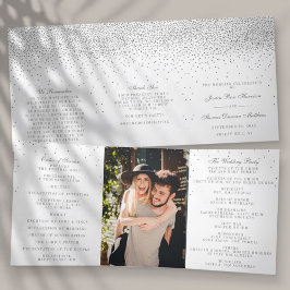 Vintage Glam Silver Confetti Wedding Collectie Drieluik Programma