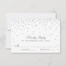 Vintage Glam Silver Confetti Wedding RSVP Kaarten