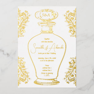 Vintage Glam Victoriaanse Sfeervolle Liefdesdrank Folie Uitnodiging