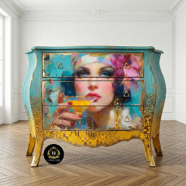 Vintage Glam Vrouw met Cocktail Decoupage Tissuepapier