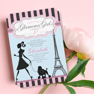 Vintage Glamour Girl Paris Verjaardagsuitnodiging Kaart