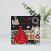 VINTAGE GLAMOUR KERST UITNODIGINGEN (Staand voorkant)