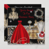 VINTAGE GLAMOUR KERST UITNODIGINGEN (Voorkant / Achterkant)