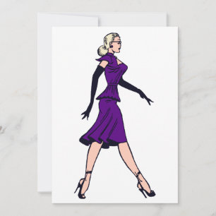 Vintage glamour meisje, blonde secretaresse uitnod kaart