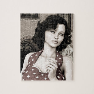 Vintage Glamour Vrouw Portret Kunst Legpuzzel