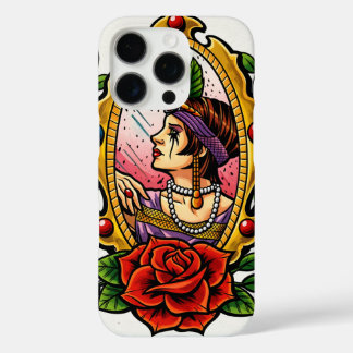 Vintage Glamour – Vrouw uit de jaren 20 in spiegel iPhone 16 Pro Hoesje