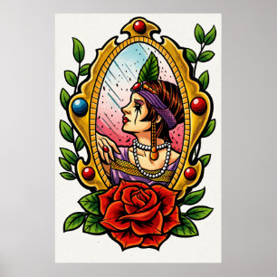 Vintage Glamour – Vrouw uit de jaren 20 in spiegel Poster
