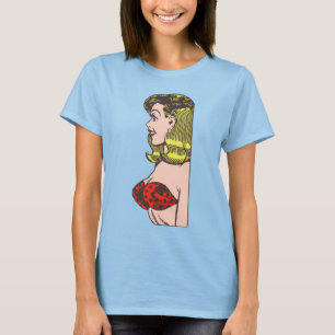 Vintage glamourgirl, blond bombshell in bikini t-shirt