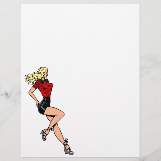 Vintage glamourgirl hiernaast, blond bombshell flyer (Voorkant)