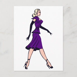 Vintage glamourgirl, retro blondine secretaresse briefkaart