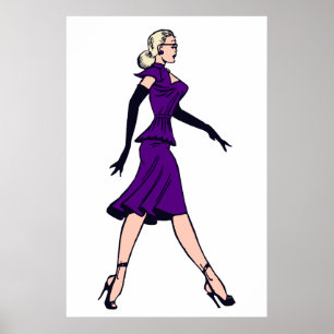 Vintage glamourgirl, retro blondine secretaresse poster
