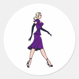 Vintage glamourgirl, retro blondine secretaresse ronde sticker