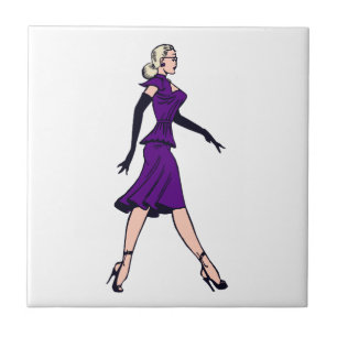 Vintage glamourgirl, retro blondine secretaresse tegeltje