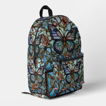vintage glas-in-lood blauwe vlinderkunst 