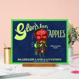 Vintage Glen Ian Appels Logo, Hooper, Washington, Acryl Bord