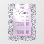 Vintage Glitter Frame Paarse Strik Dienstmenu Raamsticker (Vel)