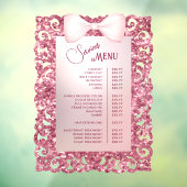 Vintage Glitter Frame Roze Strik Service Menu Raamsticker (Vel 3)