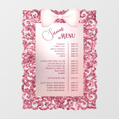Vintage Glitter Frame Roze Strik Service Menu Raamsticker (Vel)