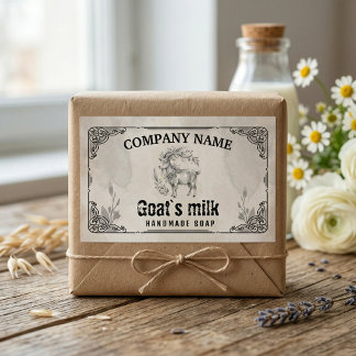 Vintage Goat’s Milk Soap Label- Watercolor Rustic  Rechthoekige Sticker