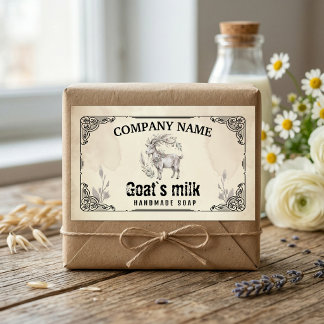 Vintage Goat’s Milk Soap Label- Watercolor Rustic  Rechthoekige Sticker