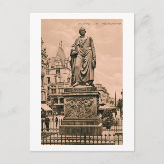 Vintage Goethe Monument Frankfurt Duitsland Briefkaart (Voorkant)