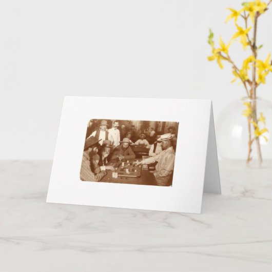 Vintage - Gokken in een saloon, Kaart (Gele Bloem)