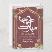Vintage Gold Arch Floral Collage Eid Mubarak Feestdagenkaart (Voorkant)