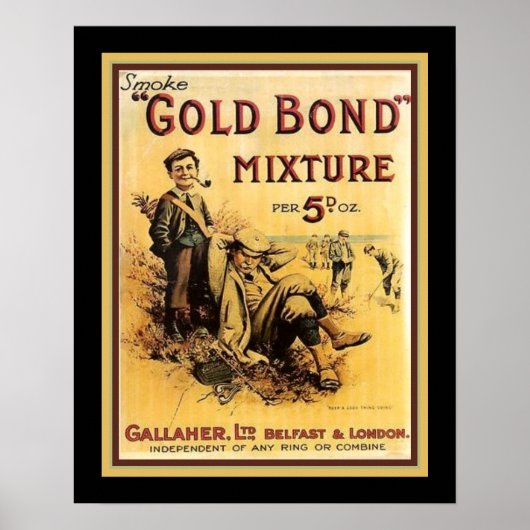 Vintage "Gold Bond" Pipe Tobacco Ad Poster (Voorkant)