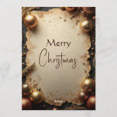 Vintage Gold Christmas Party Invitation Kaart (Achterkant)