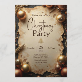 Vintage Gold Christmas Party Invitation Kaart