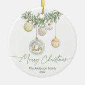 Vintage Gold Greenery Merry Christmas Keramisch Ornament (Voorkant)