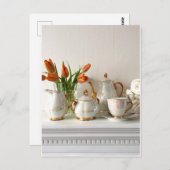 Vintage Gold Luster Aftermiddag Tea Briefkaart (Voorkant / Achterkant)