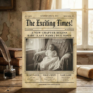 vintage gold Newspaper Pregnancy Announcement Aankondiging