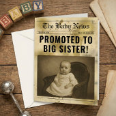 vintage gold Newspaper Pregnancy Announcement Kaart