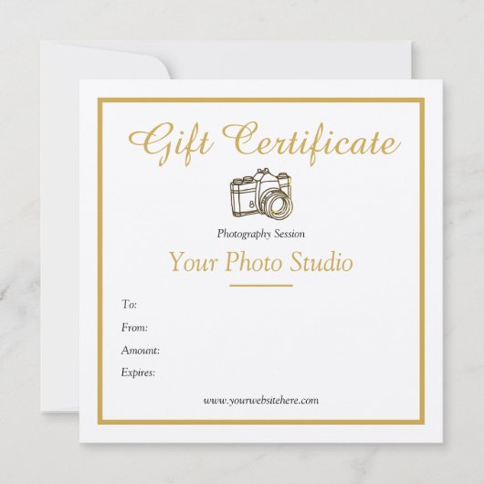 Vintage Gold Photography Gift Certificate Sjabloon (Voorkant)
