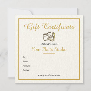 Vintage Gold Photography Gift Certificate Sjabloon