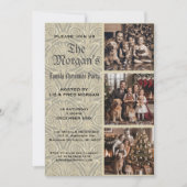 Vintage Gold & Sepia Family Christmas Party Feestdagenkaart (Voorkant)