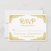 Vintage Gold White Wedding  RSVP Kaartje (Voorkant)