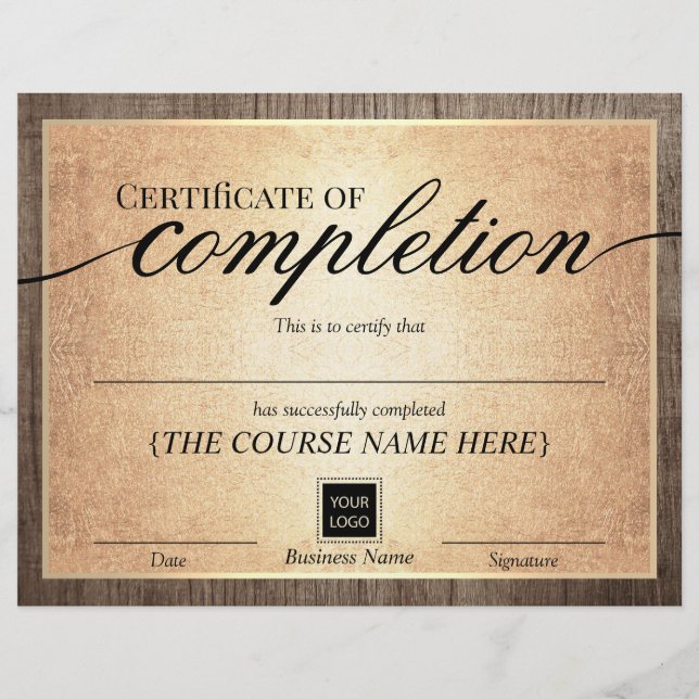 Vintage Gold Wood-certificaat (Voorkant)