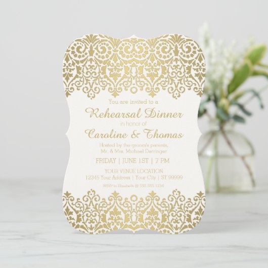 Vintage Golden Lace Elegant Kaart (Staand voorkant)