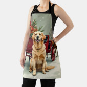 Vintage Golden Retriever Christmas Carriage Illust Schort (Insitu)