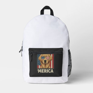 Vintage Golden Retriever 'Merica Vlag Bedrukte Rugzak