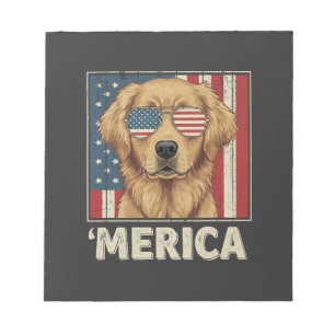 Vintage Golden Retriever 'Merica Vlag Notitieblok