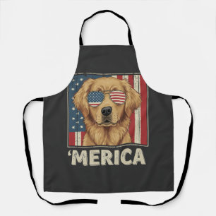Vintage Golden Retriever 'Merica Vlag Schort