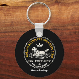 Vintage Golden Retriever Zwemclub Retro Hond Sleutelhanger