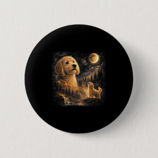 Vintage goldendoodle die naar de maan huilt 90s re ronde button 5,7 cm