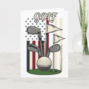 Vintage Golf Amerikaanse Vlag Retro Clubs Bal Lief Kaart